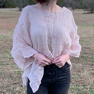 NWT Real Linen Tunic With Tie Back & Front Pocket